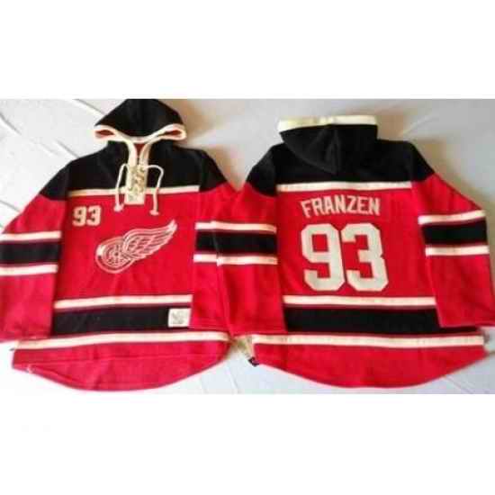 Detroit Red Wings 93 Johan Franzen Red Sawyer Hooded Sweatshirt Stitched NHL Jersey